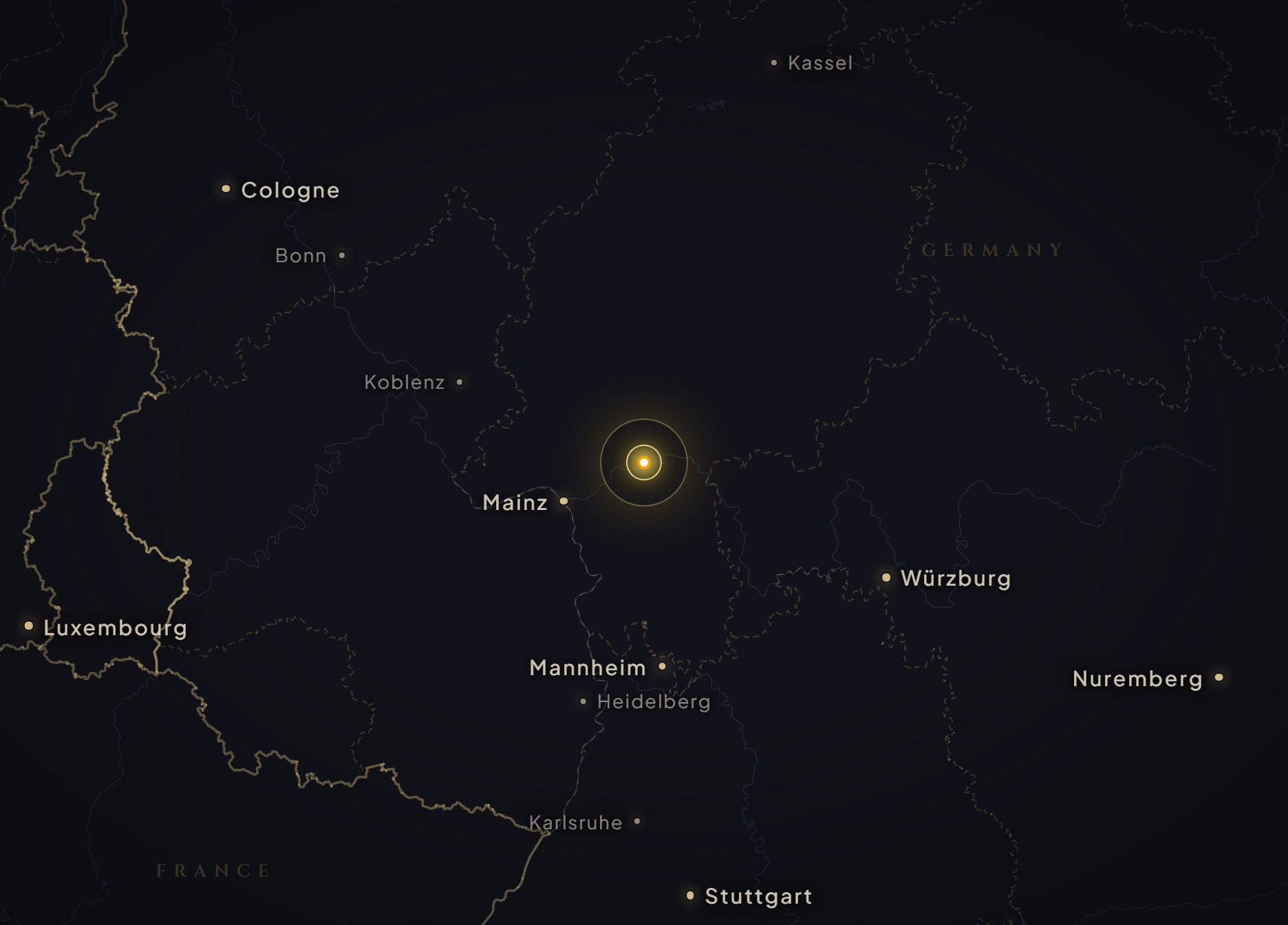 Minimal Germany City Map Centered on Frankfurt am Main